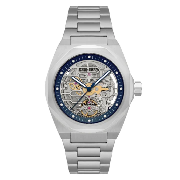 EARNSHAW, Blue Ring ES-8228-33,CLARK HIGH BEAT 72 POWER RESERVE SKELETON AUTOMATIC - Image 5
