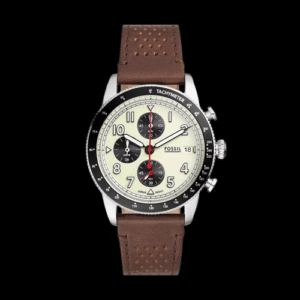 Sport Tourer Men Quartz Cream Dial Chronograph Leather Watch FS6042