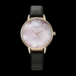 Titan Raga Showstopper Quartz Analog Mother of Pearl Dial Leather Strap Watch for Women-95274WL01/NT95274WL01