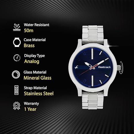 Fastrack Fundamentals Analog Blue Dial Men's Watch NM38051SM03 - Image 4