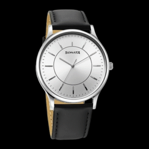 Sonata Aspire Quartz Analog Silver Dial Leather Strap Watch for Men