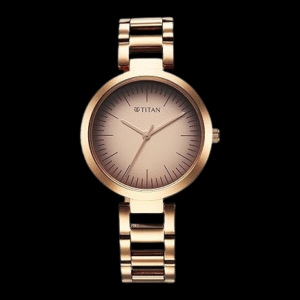 Titan Workwear Quartz Analog Beige Dial Rose Gold Stainless Steel Strap Watch for Women - NT2480WM06