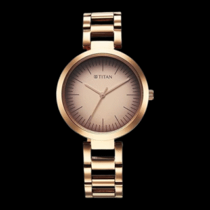 Titan Workwear Quartz Analog Beige Dial Rose Gold Stainless Steel Strap Watch for Women - NT2480WM06