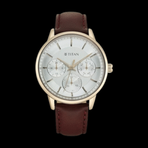 Titan Urban Magic Silver Dial Quartz Multifunction Leather Strap Watch for Men-NS90133WL01