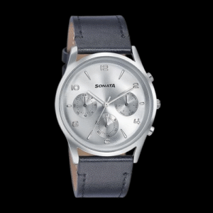 Sonata Wedding Edit Quartz Multifunction Silver Dial Leather Strap Watch for Men
