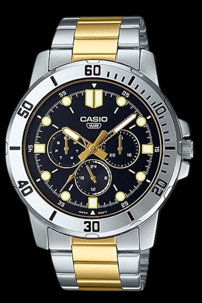 Casio Men Metal Analog Black Dial Watch-Mtp-Vd300Sg-1Eudf, Band Color-Multicolor