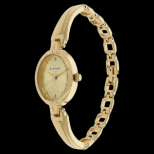 Sonata Quartz Analog Champagne Dial Metal Strap Watch for Women nt8048ym02