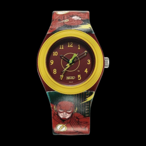Zoop Justice League Flash Analog Watch with Red Dial & Multicoloured Strap for Boys Kids, from House of Titan c4048pp55